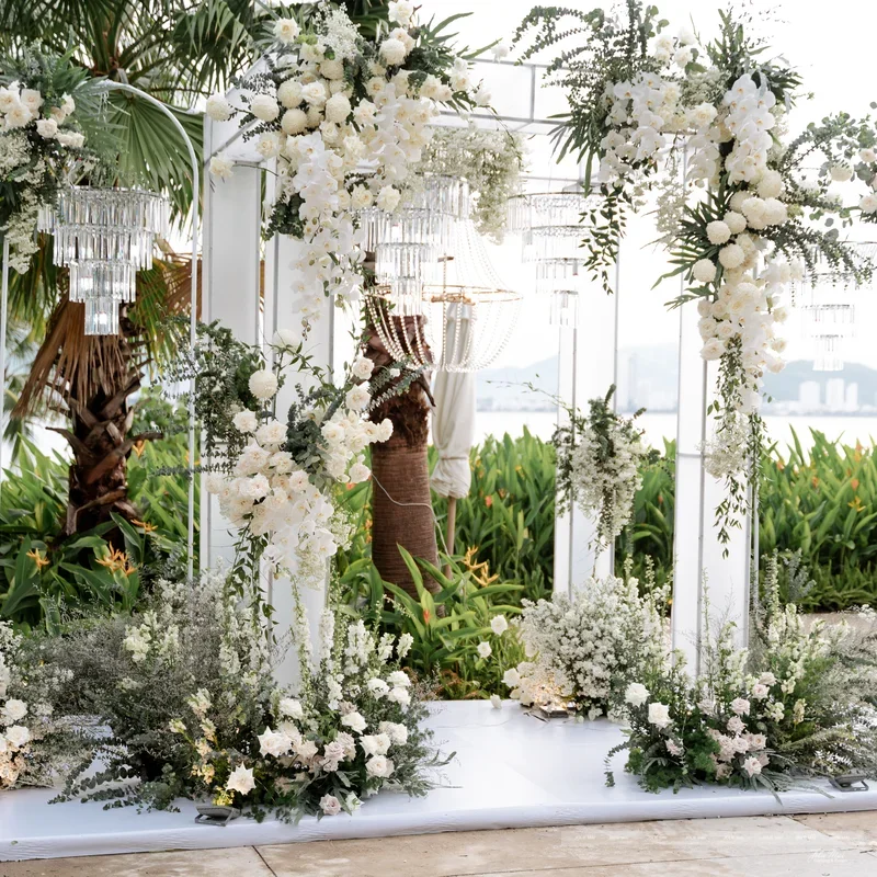 beach wedding Nha Trang — Joie Mai Wedding & Events beach wedding Nha Trang backdrop tropical florals