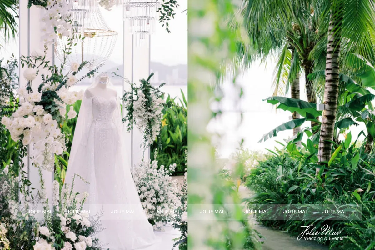 địa điểm tổ chức đám cưới đẹp Nha Trang - váy cưới bên lối đi hàng dừa địa điểm tổ chức đám cưới đẹp Nha Trang - váy cưới bên lối đi hàng dừa